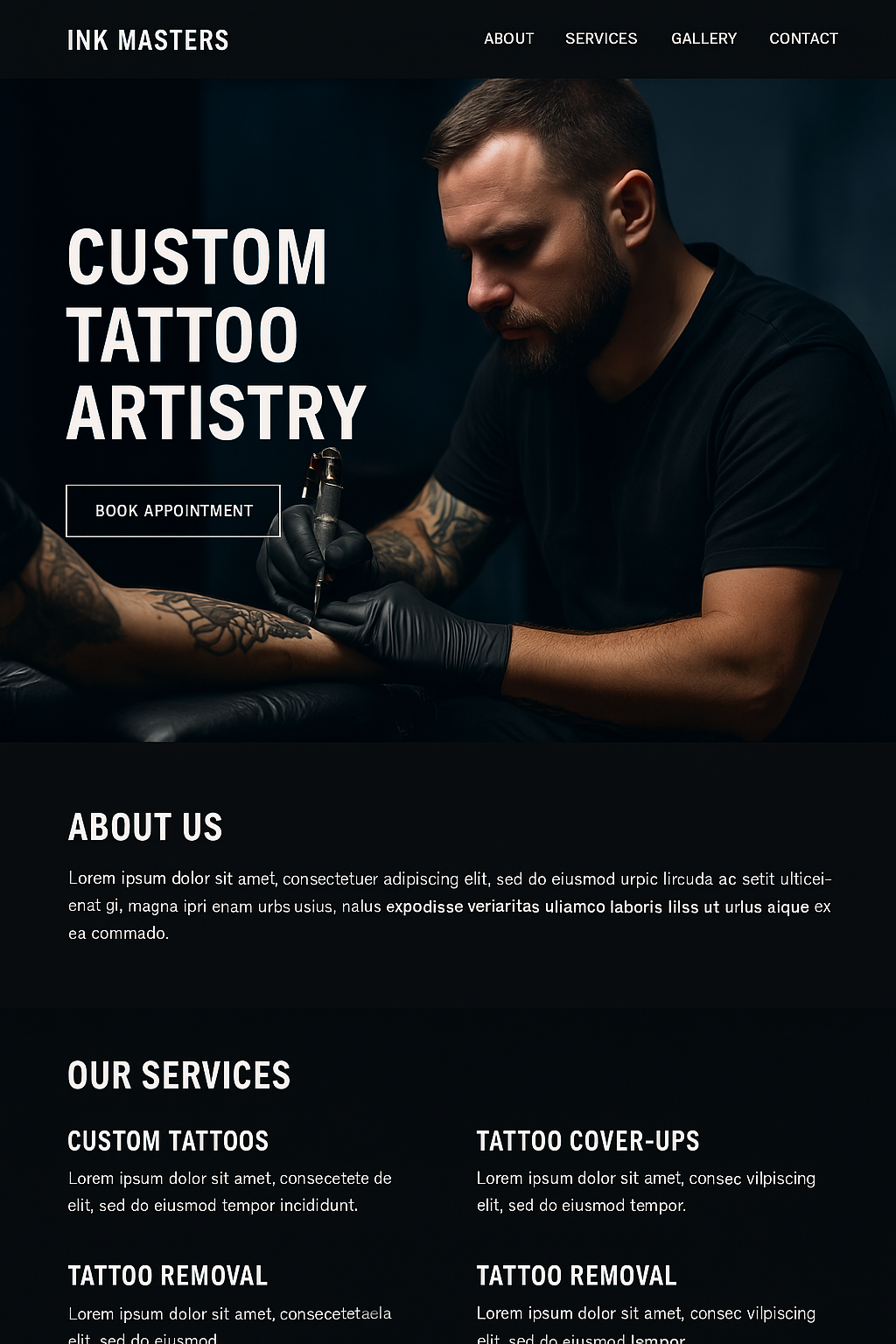 Site vitrine pour salon de tatouage - BoostaWeb