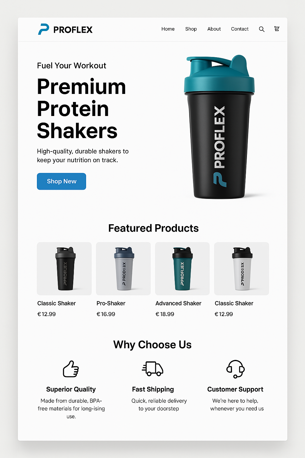 Boutique e-commerce de shakers protéinés - BoostaWeb