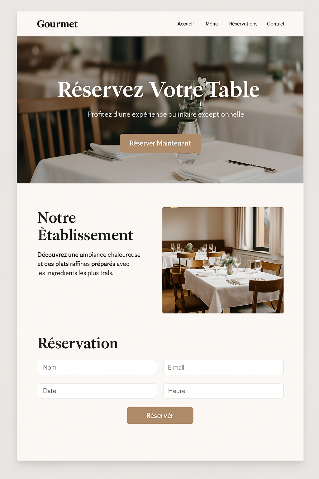 Site de réservation pour un restaurant français - BoostaWeb